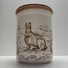 Vintage Biltons Rabbits Embossed Beige & Brown Stoneware Mug Made in England