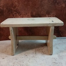 Vtg Rustic Wooden Stool Small