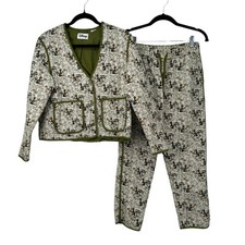 Disney Bambi Quilted Matching Set XS Woodland Print Flower Thumper Green