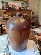 Antique C1700s Salt Glaze Flagon Wine/oil Jug Large Stoneware, 20 Inches Tall