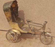 Vintage Old Antique Brass Rickshaw Tuk Tuk Bike Bicycle large Oriental carriage 