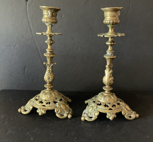 Vintage brass french pair - brass,