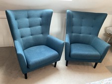 Pair of Blue Wingback