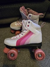 SFR RIO ROLLER QUAD SKATES PINK & WHITE SIZE 4