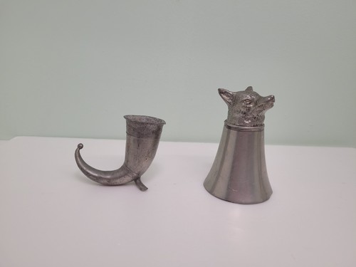Vintage pewter stirrup cups - 2,
