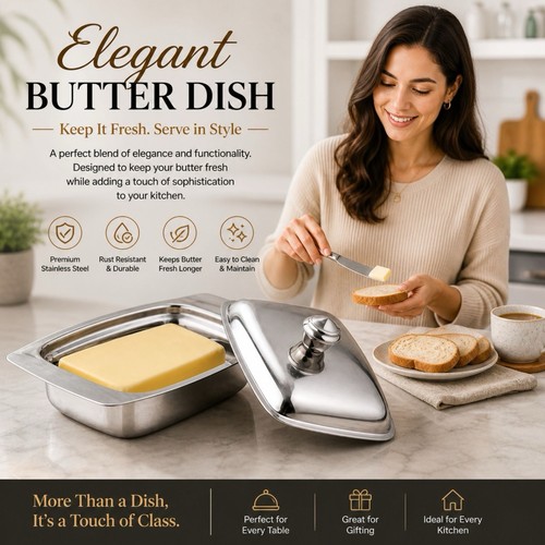 Stainless steel butter dish - stainless,