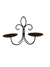 Vintage Wrought Iron Double Wall Candle Holder Rustic Metal Sconce 25cm