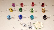 Silver Plated Milled Edge Drop Leveback Earrings  10mm Resin Stone Choose Colour
