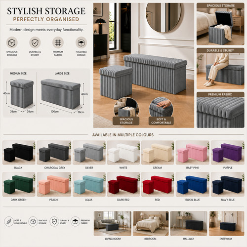 Ribbed storage box ottoman - ribbed,
