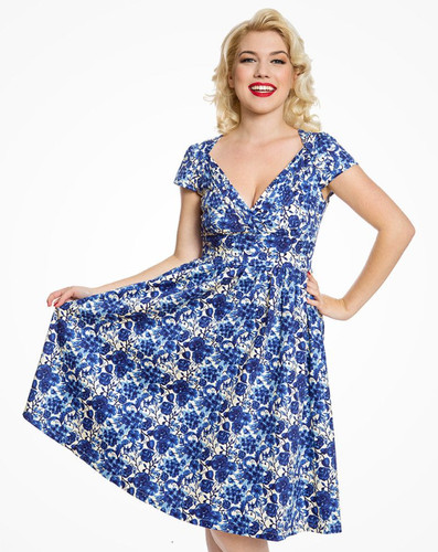 Lindy bop floral - bop, blue