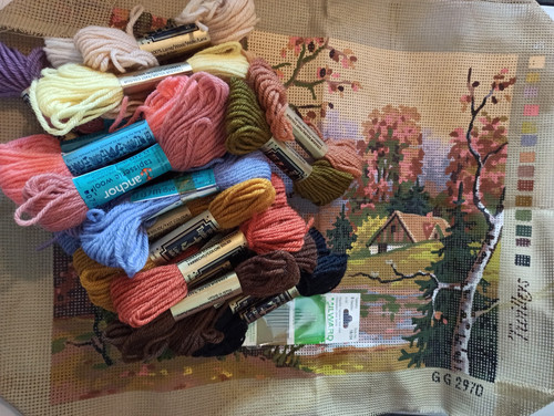 Vintage tapestry needlepoint - vintage,