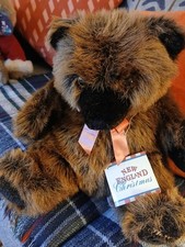 Harrods 1992 Christmas Grizzly Teddy Bear. Original tags and pink bow