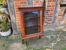 ANTIQUE MAHOGANY GLAZED WALL DISPLAY CABINET adjustable shelves +key, quality.