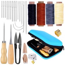 Leather Waxed Thread Stitching Needles Awl Hand Tools Kit Set DIY Sewing Craft