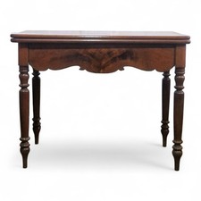 Antique Victorian console table - mahogany turn over top tea table - card table