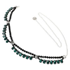 Elegant Rhinestone Waist Chain: Green Dress Belt - Double Layer Bling Body