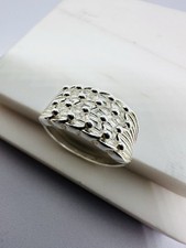 925 Sterling Silver Mens Four Row Keeper Ring All Size Solid