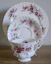 Royal Albert Vintage Bone China Tea Set Lavender Rose Trio Cup Saucer Plate #828