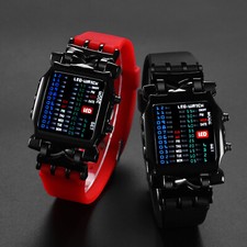 Waterproof Men's Binary Quartz Watch Creative Sports Date LED Digital Wristwatch