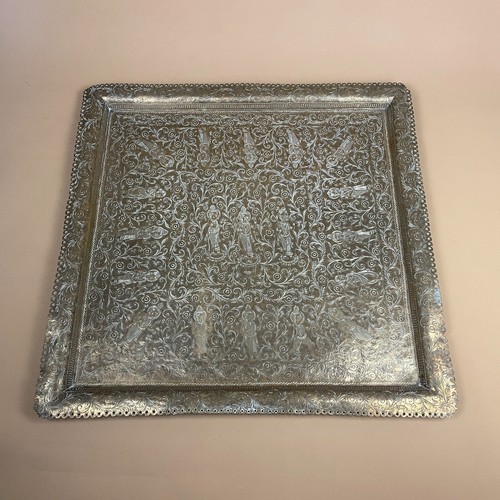 Antique indian gold brass tray - gold,