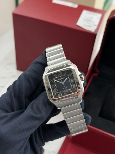 Cartier santos blue dial large - blue,