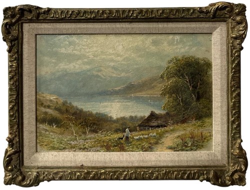 Antique landscape oil painting - oil,
