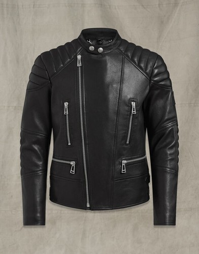 Belstaff black leather biker - black,