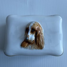 Crown Staffordshire SPANIEL Bone China Lidded Trinket Box designed by J T Jones