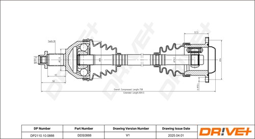 Dp2110100888 drive shaft - dp2110100888,