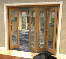 Oak Internal Bifold Doors Unfinished Shaker 1 Lite Clear Glass 3 & 4 Door Option