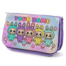Personalised Labubu Dolls Pencil Case Girls Purple School Stationary Bag LAB03