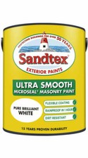 Sandtex White Ultra Smooth Masonry Paint 5L  Quality Waterproof Finish