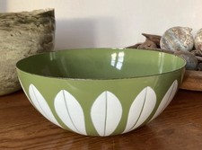 Vintage Mid Century Cathrineholm Green Enamel Lotus Bowl 9 1/2”-  Scandinavian