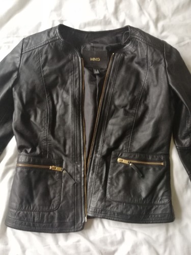 Mango black leather jacket - mango,