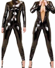 Womens Black PVC Catsuit