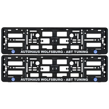 2 x Number Plate Surrounds For VW AUTOHAUS WOLFSBURG ABT TUNING Car Holder Pair