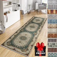 Washable Hallway  Runner Rugs Ultra Soft Non-Slip Low Pile Floor Rug Modern Mat