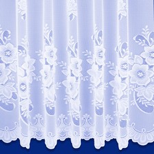 White Floral Washington Net Curtain Slot Top - Sold In Set Sizes - Free Post