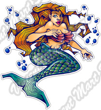Mermaid Fantasy Ocean Girl Sea Life Bubbles Car Bumper Vinyl Sticker Decal 4.6"