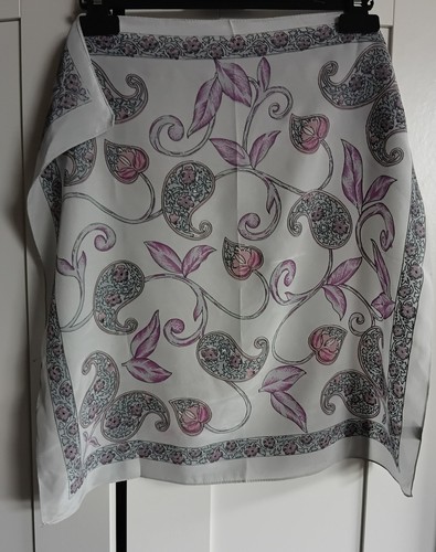 Vintage white silk scarf - vintage,