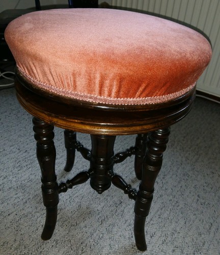 Vintage walnut piano - stool, j