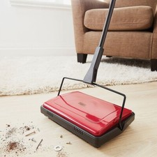 Manual Carpet Sweeper, Corner Brushes, Reach Low Underneath Tables and Chairs