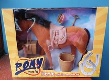NEW PONY WORLD Brown Horse with Accessories set horses play set plush Horse toy