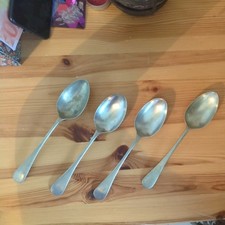 4 x Vintage Stainless Nickel desert Spoons