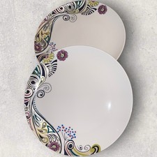 Denby Monsoon Cosmic Cream 2x Dinner Plates 11” 28.5cm New w/out Tags Excellent