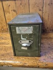 Vintage Index Card Filing Drawer Cabinet, Green, Desk Top