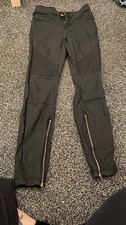 Ladies River Island Black Waxed Biker Jeans With Gold Zip Details Size 8