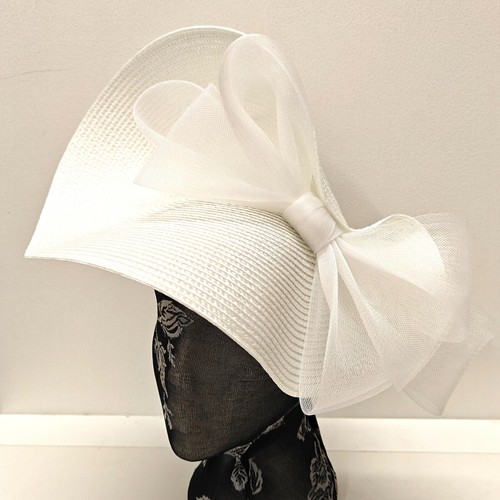 White large straw fascinator - white,