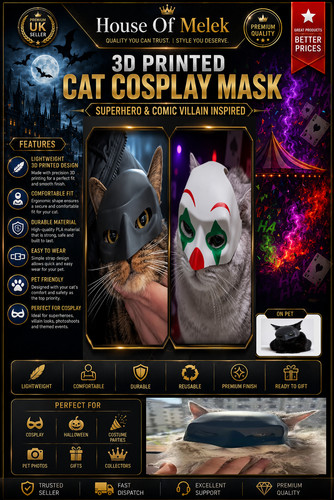 Batman joker mask for cat - cat, 3d
