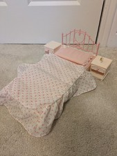 Vintage Sindy Bed With Pink Headboard And Bedside Picture Of Horse